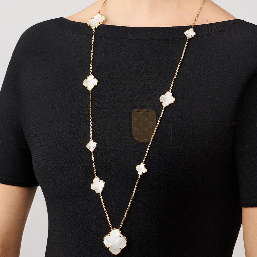 VAN CLEEF ARPELS MAGIC ALHAMBRA LONG NECKLACE, 11 MOTIFS - YELLOW GOLD, MOTHER-OF-PEARL  VCARD79500